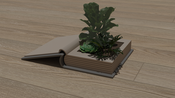 book planter pot flower plant 3d print model - Mito3D