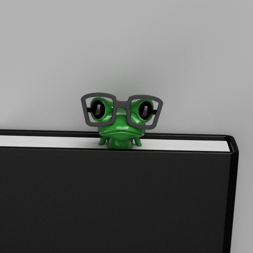 bookmark frog bokmark 3d print printable book reading notebook art desk stick plastic toy printing head cartoon green toad deco gadgets office 3D print model - Mito3D