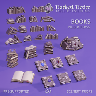 books piles & rows lotr scenery terrain boardgame interior fantasy wargaming rpg dungeons dragons dnd d&d scatter tabletop miniatures roleplaying library magic 3d print model - Mito3D