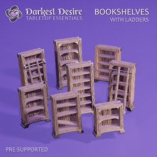 bookshelves lotr scenery terrain boardgame interior fantasy wargaming rpg dungeons dragons dnd d&d scatter tabletop roleplaying furniture library magic books scrolls 3d print model - Mito3D