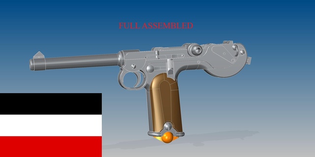 borchardt c93 germany military army revolver pistol gun ammo wermacht world war 3d print model - Mito3D