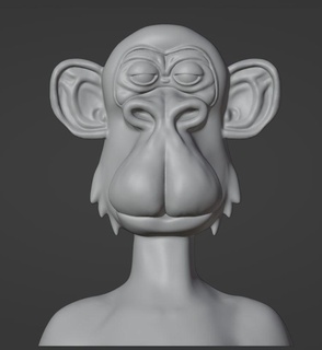 aburrido mono nft básico busto cansado animal Arte juguete 3d print model - Mito3D