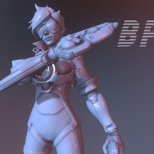 bossposes - overwatch tracer art game figure paint stl 2021 fyp miniature cool 3d print model - Mito3D