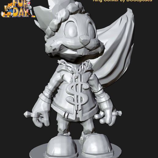 bossposes -conker's bad furday - king conker stl&3mf game fur day paintable figure miniature d&d nintendo collectable toy office shelf light 3D print model - Mito3D