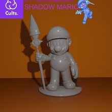 bossposes -mario sunshine - shadow mario art mario toy figure paint miniature diorama n64 led bossposes zelda nintendo art toy shelf print 3d print model - Mito3D