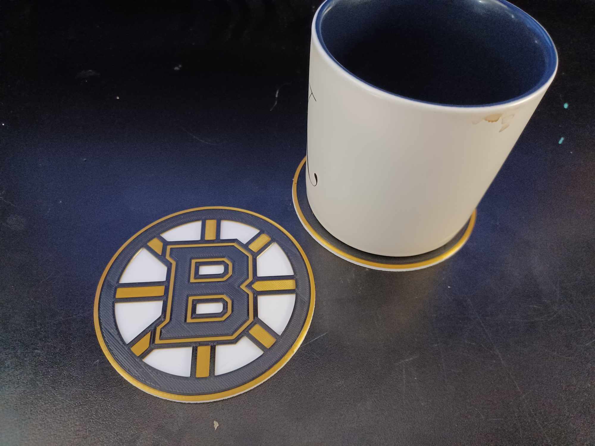 Boston bruins boisson verre Coaster hockey logo américain LNH circulaire cercle 3D print model - Mito3D