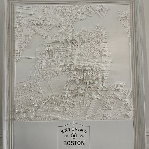 Boston encadré mur art paysage urbain architecture bâtiments souvenir ville carte Massachusetts 3d conception 3D print model - Mito3D