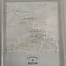 Boston gerahmt Mauer Kunst Stadtbild Architektur Gebäude Souvenir Stadt Karte Massachusetts 3d Design 3d print model - Mito3D