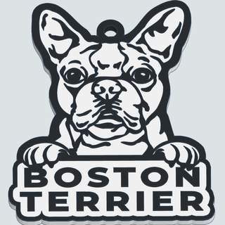 boston terrier keychain stl dog race 3d printing detailed design exceptional quality love animals faithful partner charming character canine accessory passion pets admiration loyalty lovers 3d print model - Mito3D