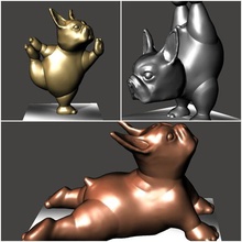 boston terrier yoga 3 set teşkil ediyor sanat ayarlayın poz metalik krom Bronz altın ipek komik hayvan taş mermer heykel dekorasyon baş dekor ev sevimli köpek bulldog 3d print model - Mito3D