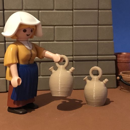 botijo miniatura mercado cuna cifras escala playmobil juego juguetes Arte juguete decantadores cestas vegetal jardín belen miniaturas medieval casa muñecas 3D print model - Mito3D