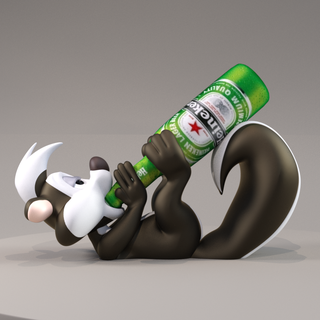 garrafa suporte pepe le banco vinho bebida Pepe maluco melodias decoração cozinha tabela arte desenho animado engraçado heineken Cerveja 3d print model - Mito3D