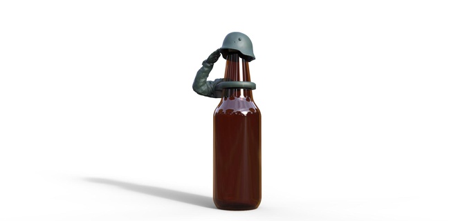 bottiglia coperchio insetto schermo birra bottiglie ww2 casco wehrmacht protezione armato forze acciaio 3d print model - Mito3D