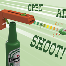 bottle opener cap gun gadget present party lol gift fun beer 3d print model - Mito3D