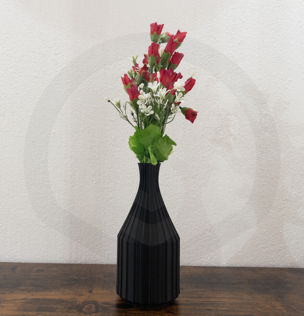 bottle shape lines vase decor printable living room flower flowerpot 3D print model - Mito3D