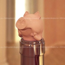 garrafa rolha engraçado porco arte impressão elástico imprimível prototipagem animal esculturas 3d print model - Mito3D