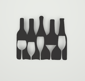 bottles glasses wallart kitchen wine wall art design 3d print model - Mito3D