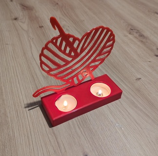 Bougeoir Coeur laine santo valentin suporte namorados coração vela 3d print model - Mito3D