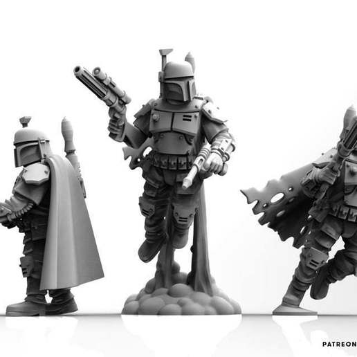 bounty hunter pose 4 art modelos yoda wargaming tablero de la mesa starwars scifi en miniatura recompensa boba fett babyyoda 40k 28mm 3D print model - Mito3D