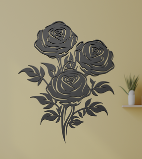 ramalhete rosas parede arte laser corte flores floral romance amar jardim natureza beleza pétalas 2d Projeto 3d print model - Mito3D