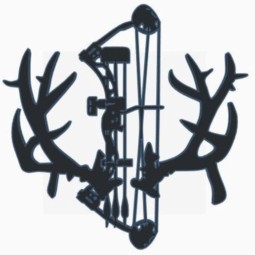 bow antlers wall silhouette hanging home sign 3D print model - Mito3D