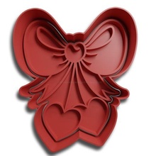 bow heart cookie cutter cutting valentine's day valentine ribbon 3d print model - Mito3D