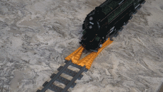 arc attacher rerailer compatible brique construit trains 3d print model - Mito3D