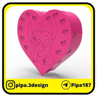box - candy container storage valentine's day stitch angel 3d print model - Mito3D