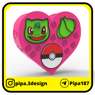 box - candy container storage valentine bulbasaur 3d print model - Mito3D