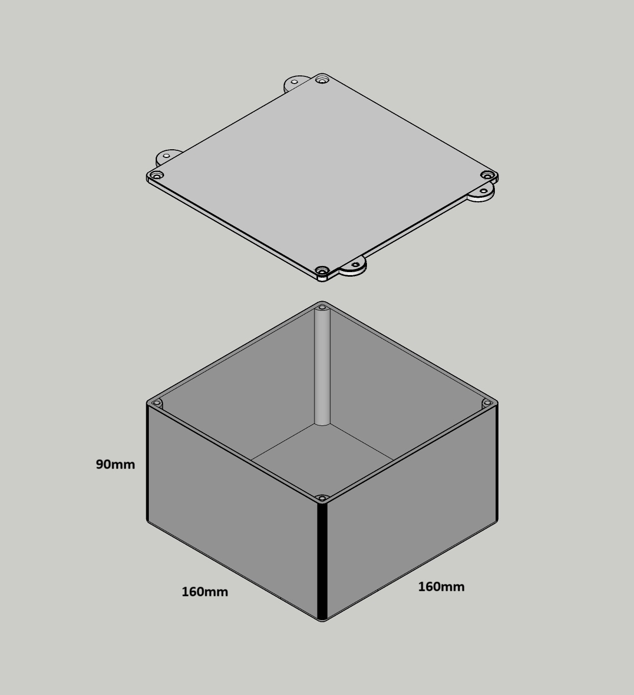 caja 160x160x90mm electrónica modelo a2 herramientas eletric panel cambiar interruptor leds nicho 3D print model - Mito3D