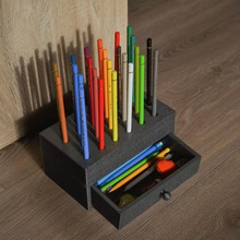 box coloured pencil holder art organizer pen office simple faber castell storage support 3d print model - Mito3D