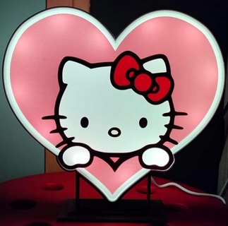 scatola lampada cuore Ciao gattino arte 3d print model - Mito3D