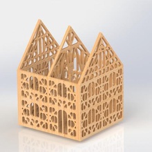 boîte à ossature de la maison alsacienne l'architecture lifehack3d bougie réchaud téléphone gamme 3d print model - Mito3D