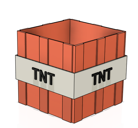 caja tnt minecraft hogar casa oficina juegos naranja lápiz diapositiva 3D print model - Mito3D