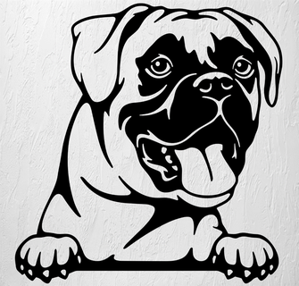 Boxer Hund Kunst Paare 2d Dekoration Zuhause Haus Bluthund Hunde Dobermann Tiere Tier Haustiere gefährlich Mauer Ornament Rennen 3d print model - Mito3D