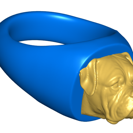 Boxer perro sello anillo cambio tamaño instrucciones joyería joya 3D print model - Mito3D