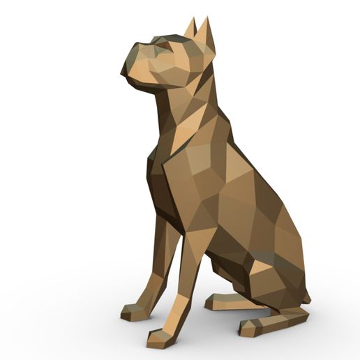 Boxer figura mascotas sabueso alemán lindo perro Arte regalo impresión lowpoly 3dprint animal decoración figurilla interior diseño miniaturas escultura estatua juguete 3D print model - Mito3D