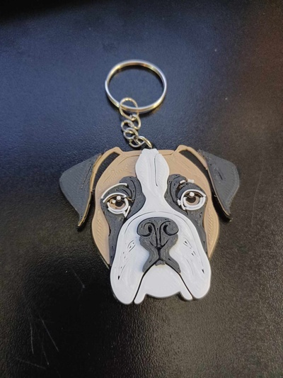 boxer keychain - dog breed jewelry puppy pooch key ring cute animal bully 3d print model - Mito3D
