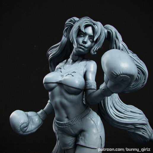 boxing girl gabi art box figurine sculpture woman lady sculpt 3D print model - Mito3D