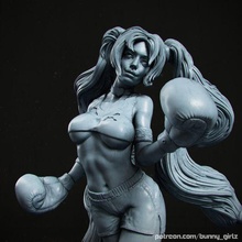 boxeo niña noche Arte caja figurilla escultura mujer dama esculpir 3d print model - Mito3D