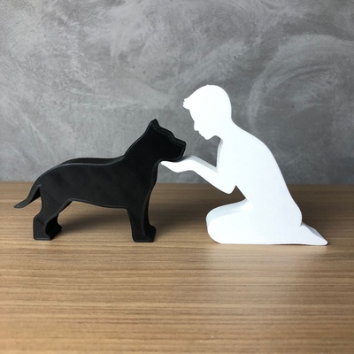 chico americano matón 3d impresora or láser cortar hogar casa hombre amante mascotas mascota animal impresión stl minimalista 3d print model - Mito3D