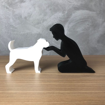 chico boxer 3d impresora or láser cortar hogar casa hombre amante mascotas mascota animal impresión stl minimalista 3d print model - Mito3D