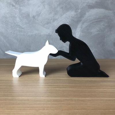 ragazzo toro terrier 3d stampante or laser tagliare casa uomo petlover animale domestico stampa stl minimalista 3d print model - Mito3D