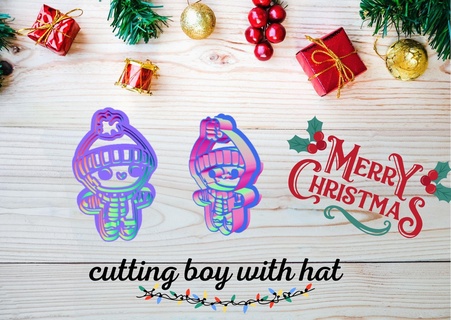 chico cortador Galleta Navidad sombrero alegre jeappy 3d print model - Mito3D