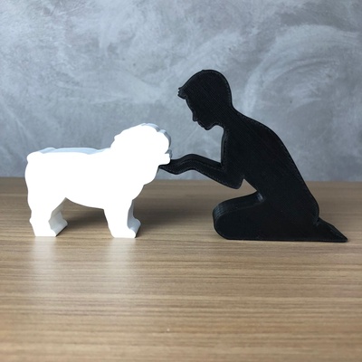 garçon anglais bouledogue 3d imprimante or laser couper accueil maison homme boulon amoureux animaux compagnie animal impression stl minimaliste 3d print model - Mito3D
