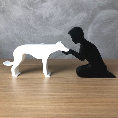 ragazzo levriero 3d stampante or laser tagliare casa uomo spagnolo italiano petlover animale domestico stampa stl minimalista 3d print model - Mito3D