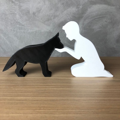 chico alemán pastor 3d impresora or láser cortar hogar casa hombre alem amante mascotas mascota animal impresión stl minimalista 3d print model - Mito3D