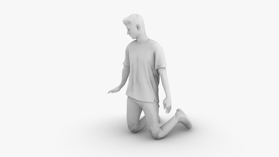 boy kneeling 3d print model - Mito3D
