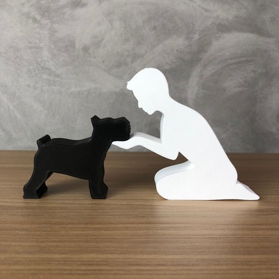 chico schnauzer 3d impresora or láser cortar hogar casa hombre mascota animal impresión stl minimalista 3d print model - Mito3D