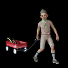 boy scout play red wagon trump boyscout redwagon 3d print model - Mito3D